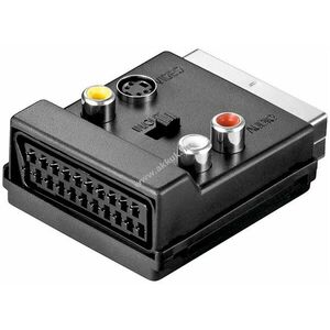 Goobay SCART adapter átvezetés IN/OUT SCART dugó(21 tű)>aljzat(21 tű)+3x RCA+Mini-DIN4 S-Video kép