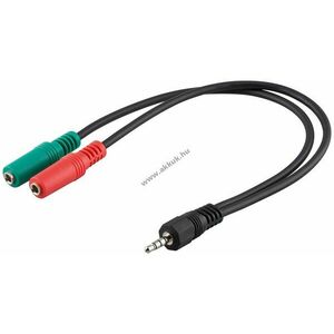 Goobay PC headset adapter 3, 5mm 4-pólusú dugó -> 2x 3, 5mm 3-pólusú aljzat sztereó 0, 3m kép