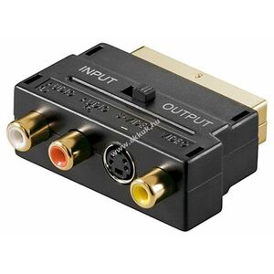 Goobay SCART adapter be/kimenet aranyozott SCART dugó 21 tűs 3x RCA aljzat + Mini-DIN4 (S-Video) kép