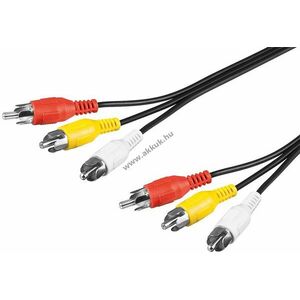 Goobay kompozit audio-videó kábel 3x RCA (cinch) dugó - 3x RCA (cinch) dugó 10m kép