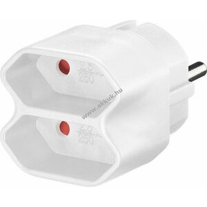 Kompakt elosztó adapter 2db euro aljzattal tipus C CEE 7/16 több készülék csatlakoztatásához kép