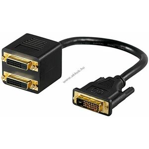 Goobay DVI-D splitter kábel Dual-Link 24+1 pin 1xDVI-D dugó 2xDVI-D aljzat 0, 1m aranyozott kép