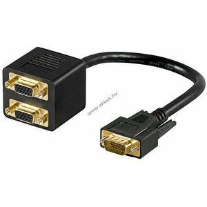 Goobay VGA adapterkábel aranyozott VGA dugó (15-polig) 2x VGA aljzat (15-polig) kép