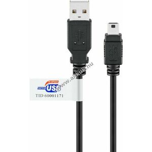 Goobay USB-A-Mini-B kábel 3m fekete USB2.0 480Mbit/s 0, 5A 2, 5W tanúsított kép