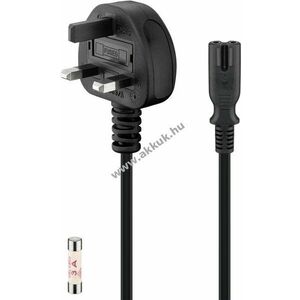 Goobay UK tápkábel 1, 8m fekete 2x0, 75mm² UK 3-tűs (típus G BS1363) C7 csatlakozóval kép