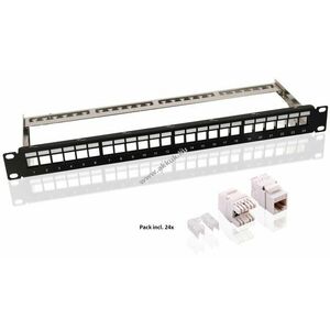 Goobay 19 col (48, 3cm) Keystone patch panel 1HE üres ház 24x CAT-6 modul UTP kép