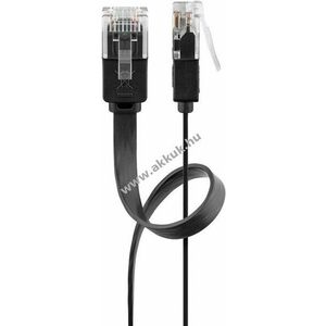 Goobay CAT6 lapos patchkábel U/UTP fekete 2m rézvezető (CU) kép