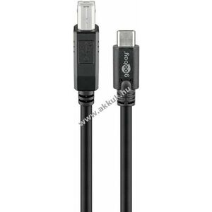 Goobay USB-C-USB-B kábel 1m fekete 2, 5W 0, 5A 480Mbit/s USB2.0 - A készlet erejéig kép