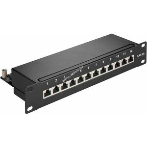 Goobay CAT6a 10 hüvelykes (25, 4cm) 12 portos STP patch panel 1HE fekete kép