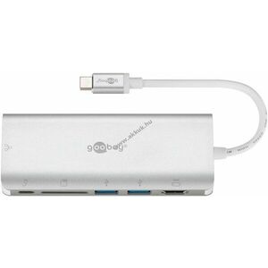 Goobay USB-C multiport adapter HDMI USB-A kártyaolvasó RJ45 alumínium ezüst 4K@60Hz PD100W kép