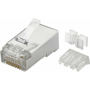 Goobay RJ45 csatlakozó CAT6A STP árnyékolt kerek kábelhez 2 bevezetővel 50µm aranyozott érintkezők kép
