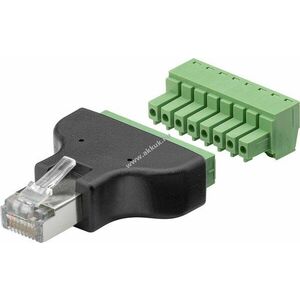 Goobay 8 tűs terminálblokk - RJ45 (8P8C) adapter, levehető csavaros rögzítés, 2 részes kép