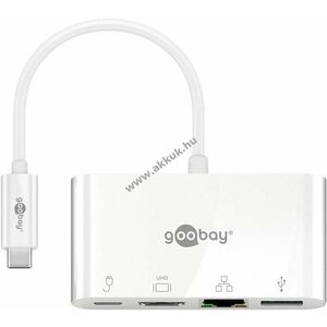 Goobay USB-C multiport adapter HDMI Ethernet USB-A PD60W USB3.2 fehér kép