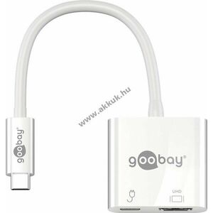Goobay USB-C-HDMI adapter fehér 4K@60Hz PD100W USB-C töltőporttal 1db/csomag kép
