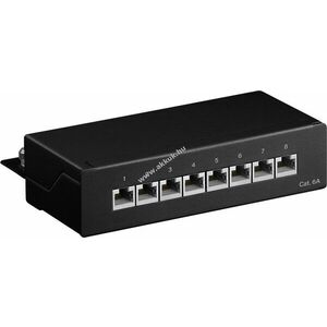 Goobay CAT-6A mini asztali patchpanel 8 port (1 HE) STP árnyékolt fekete kép