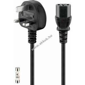 Goobay hálózati tápkábel UK 1, 5m 3x1mm²G (BS1363) dugó C13 csatlakozó kép