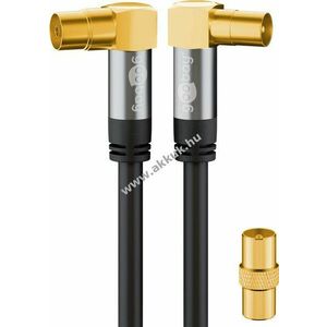 Goobay TV antenna kábel 4x árnyékolt 135dB koax aljzat 90° > koax dugó 90° 3m kép