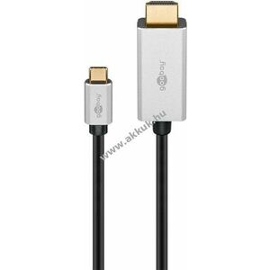Goobay USB-C-HDMI kábel 3m fekete-ezüst 8K@30Hz 20Gbit/s USB3.2 kép