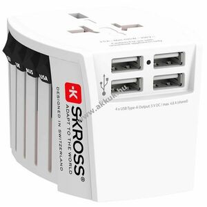 Skross MUV USB utazóadapter 2 pólusú földelés nélküli készülékekhez USB-töltővel kép