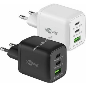 Goobay 65W USB-C PD GaN Nano multiport gyorstöltő 2xUSB-C 1xUSB-A Quick Charge 3.0 fehér kép