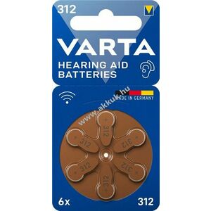 Varta PR41 (312) 1, 45V 6db/csomag hallókészülék gombelem Zinc-Air kép