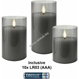 Goobay LED valódi viasz gyertyák üvegben 3db/csomag elemekkel együtt AAA (LR03) időzítő melegfehér kép