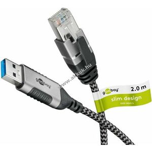 Goobay USB-A 3.0 - RJ45 Ethernet kábel Slim 2m CAT6 kép