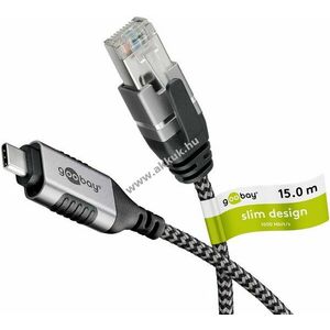 Goobay Ethernet-kábel USB-C 3.1 - RJ45 Slim 15m CAT6 1Gbit/s Thunderbolt 3 kompatibilis kép