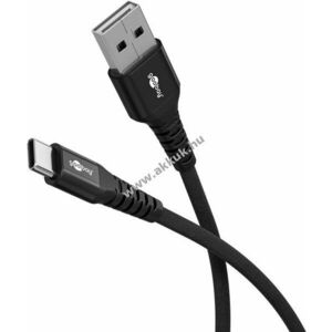 Goobay USB-C-USB-A szuperpuha textilkábel 1m 15W 3A fekete fém csatlakozó kép