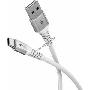 Goobay USB-C USB-A szuperlágy textilkábel 1m 15W 3A fehér fém csatlakozó kép