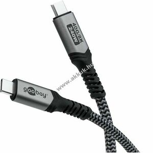 Goobay USB-C kábel USB4 1m fekete-ezüst 240W 5A 40Gbit/s Power Delivery textilborítás kép