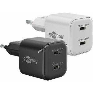 Goobay 35W USB-C PD GaN nano dupla gyorstöltő fekete 2x USB-C Power Delivery kép