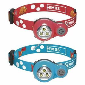EMOS gyermek fejlámpa 3db LED, dínós, piros, 12lm kép