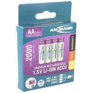 Ansmann Mignon ceruza AA akku 1, 5V min.1800mAh typ.2000mAh 4db/csomag Li-Ion kép