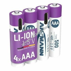 Ansmann Micro AAA akku 1, 5V min.400mAh typ.500mAh 4db/csomag Li-Ion - A készlet erejéig kép