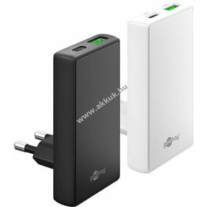Goobay 45W USB-C PD GaN 90° lapos hálózati töltő 1x USB-C 1x USB-A fehér kép