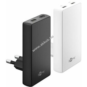 Goobay 45W USB-C PD GaN dupla gyors töltő 90° lapos fekete 2x USB-C Power Delivery kép