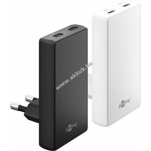 Goobay 65W USB-C PD GaN 90° lapos töltő 2x USB-C fekete kép