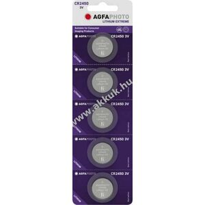 Agfaphoto CR2450 3V gombelem 5db/csomag lítium kép