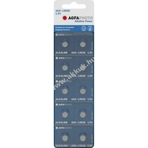 Agfaphoto AG4 LR626 gombelem 1, 5V 18mAh 10db/csomag Alkaline kép