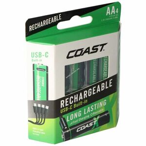 COAST ZITHION-X Mignon ceruza AA akku 1, 5V 2400mAh 4db/csomag USB-C kábellel Li-Ion kép