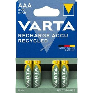 Varta Accu Recycled AAA (mikro) akku 1.2V 800mAh 4db/csomag NiMH kép