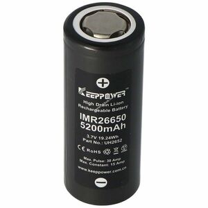 Keeppower IMR26650 3, 7V 5200mAh akku Li-Ion kép