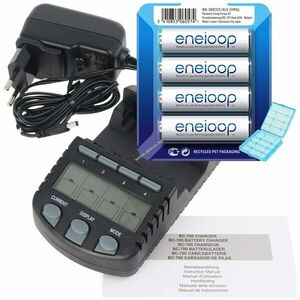 Technoline BC700 LCD töltő + Panasonic eneloop HR-3UTGB AA 1.2V 2000mAh 4db/csomag akkubox NiMH kép