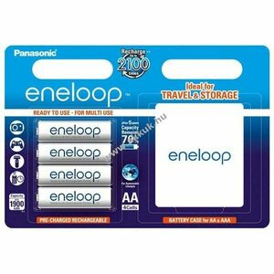 Panasonic eneloop AA Mignon ceruza akku 1, 2V 2000mAh 4db/csomag BK-3MCCEC4BE tárolódoboz NiMH kép