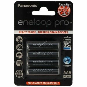 Panasonic eneloop Pro BK-4HCCE/4BE AAA (mikro) akku fényképezőgép 1, 2V 950mAh 4db/csomag NiMH kép