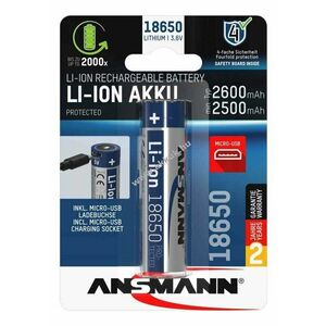 Ansmann 18650 akku 3, 6V 2600mAh micro-USB töltőcsatlakozóval védőáramkörrel Li-Ion kép