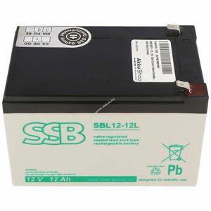 SSB SB12-12L 12V 12Ah 6, 3mm Faston akku AGM ólom-zselés kép