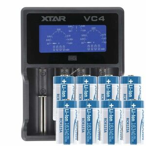Helyettesítő akku CR123A 3, 7V 850mAh 8db/csomag + LCD gyors töltő Li-Ion kép