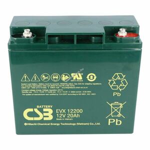 CSB-EVX12200 12V 20Ah 181x76, 2x167mm M5 belsőmenet ciklusálló AGM ólom-zselés kép